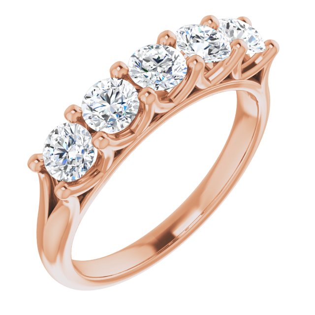 1.00 ct. Round Cut Diamond Wedding Band 5 Stone Anniversary Ring-VIRABYANI